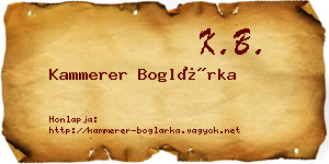 Kammerer Boglárka névjegykártya
